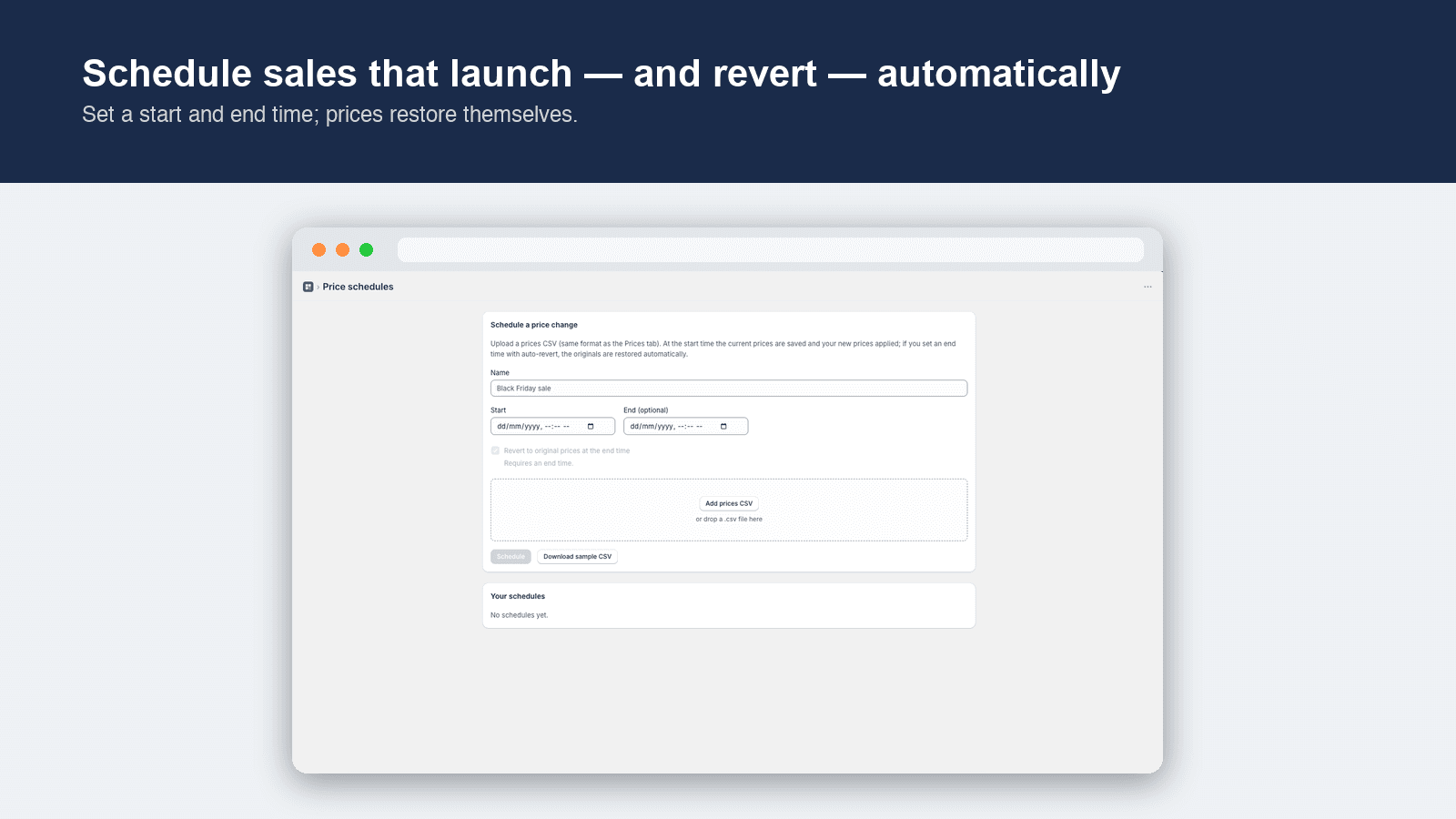 Scheduling a sale price