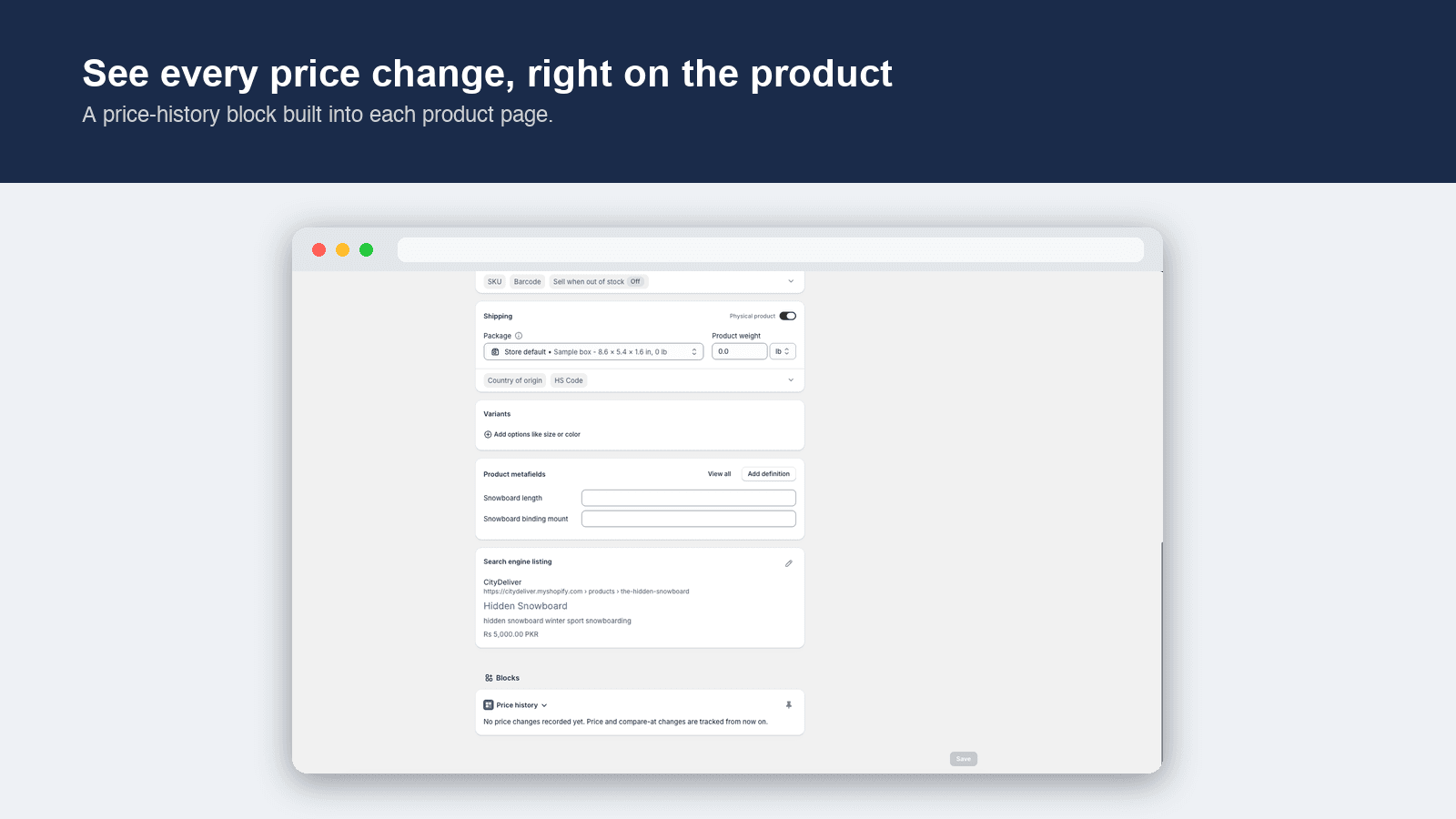 Price history on the product page