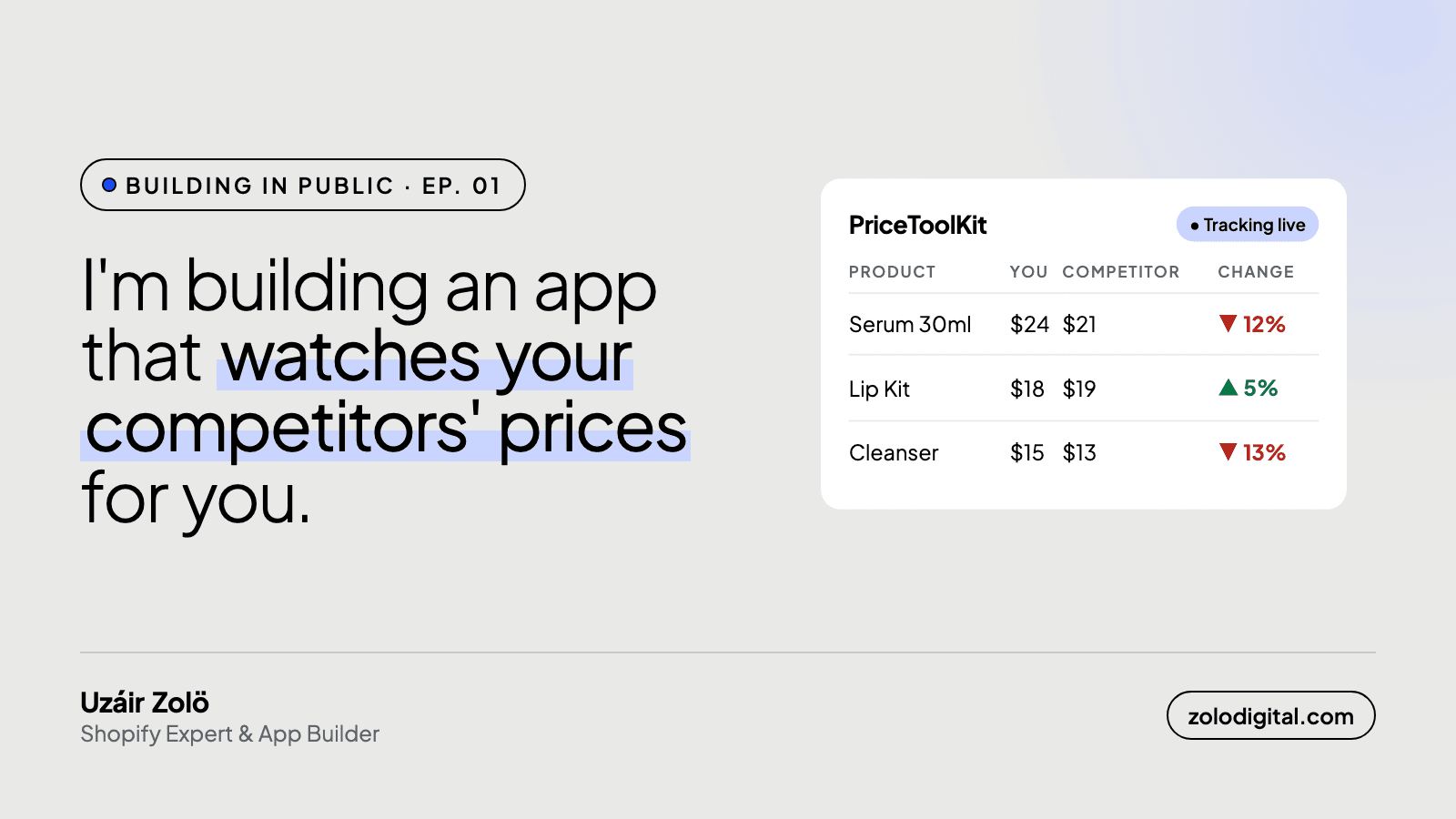 Building in public, Ep. 01: an app that watches your competitors' prices