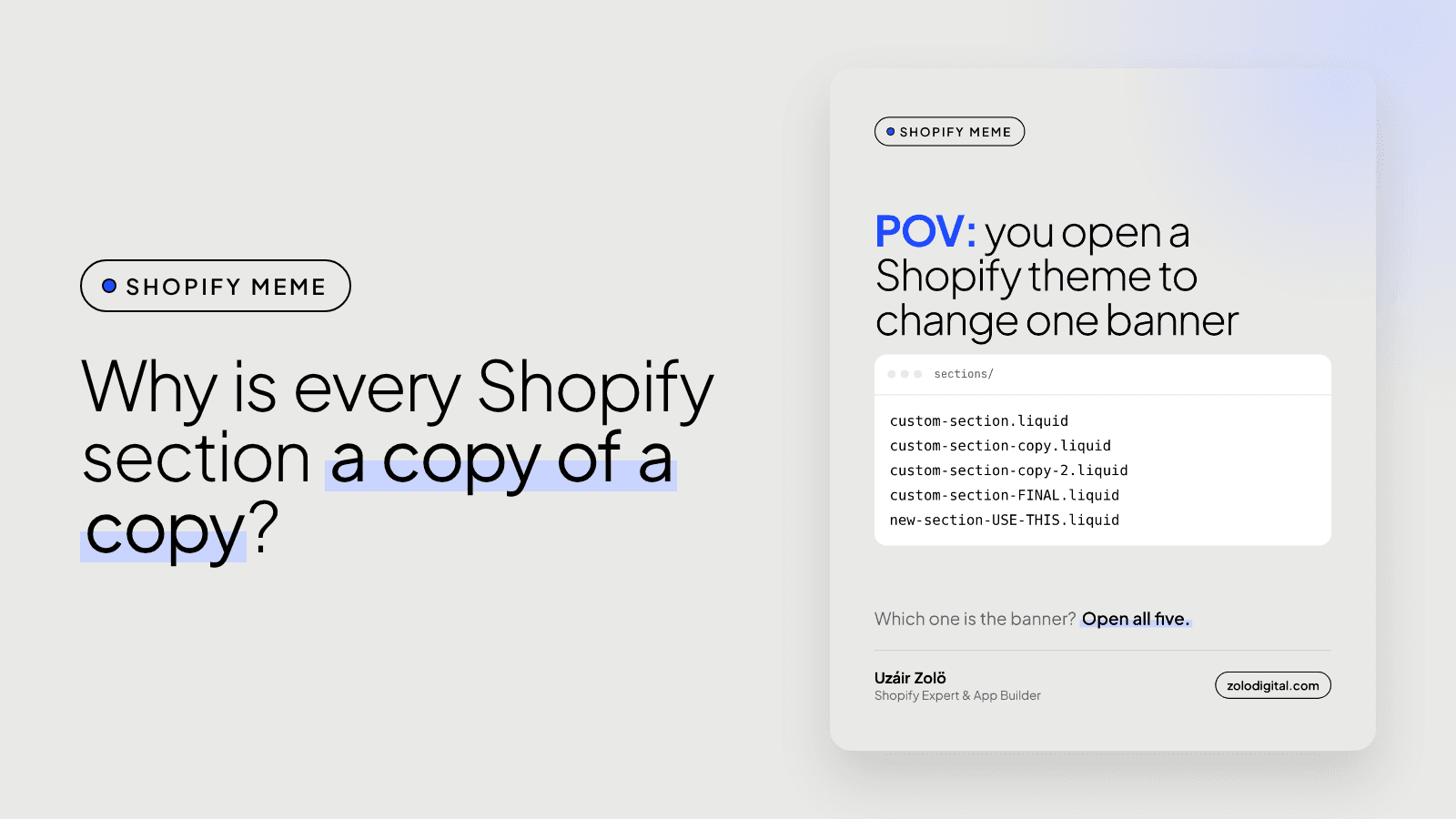 Which Shopify section file is actually live?