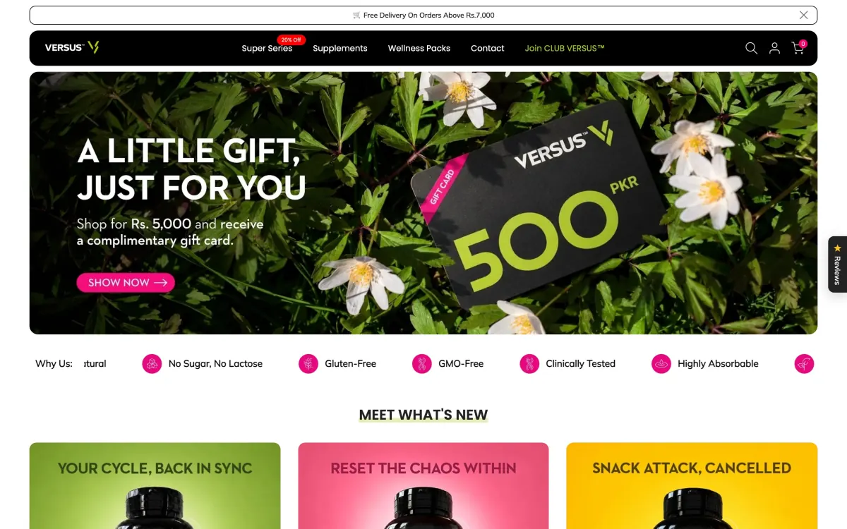 The VERSUS Shopify store