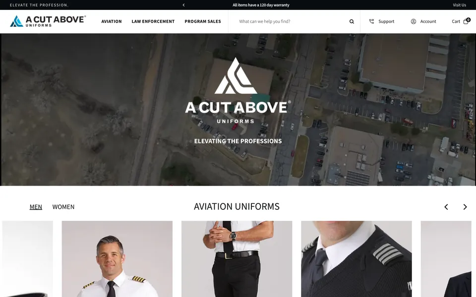 A Cut Above Uniforms's website