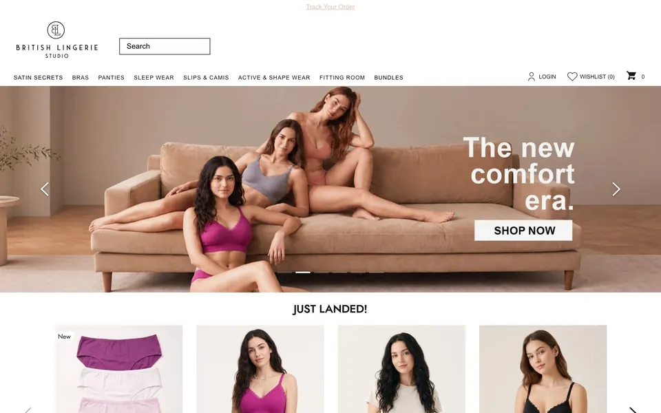 British Lingerie Studio's website on a laptop