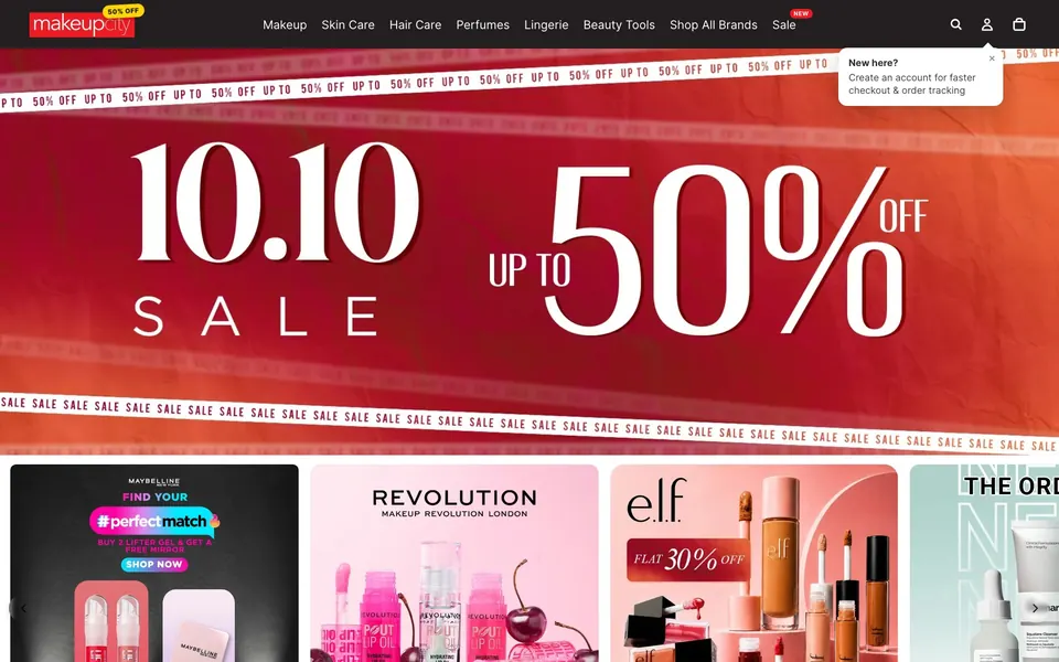 Makeupcity's website on a laptop