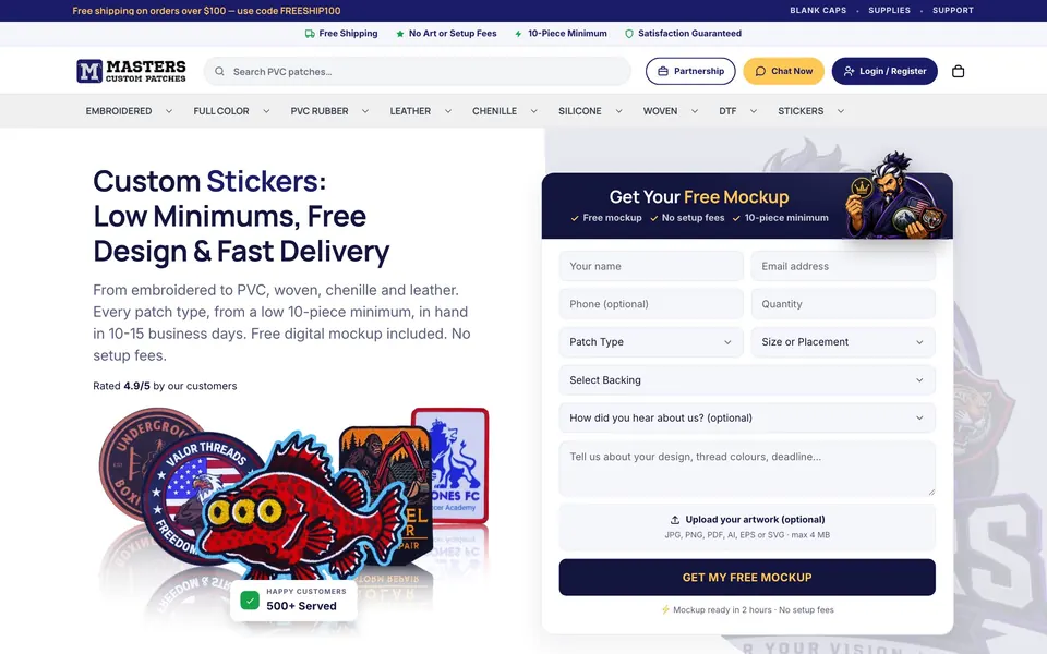 Masters Custom Patches's website