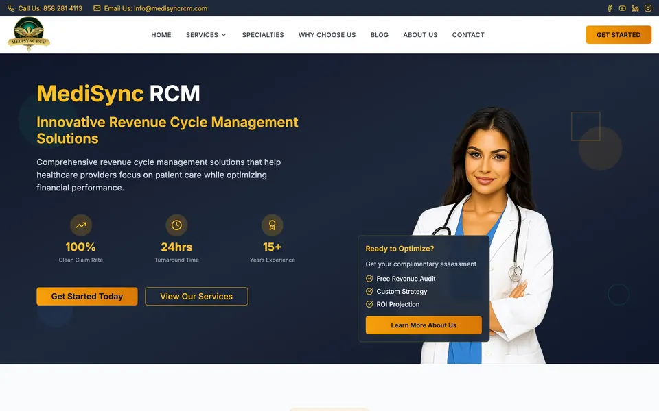 MediSync RCM's website