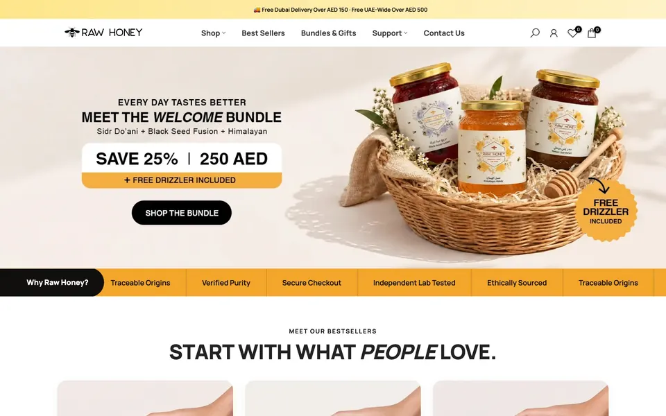 Raw Honey UAE's website on a laptop