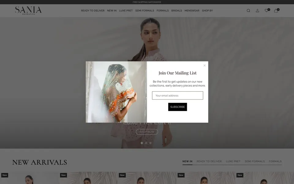 Sania Maskatiya's Shopify store on a laptop